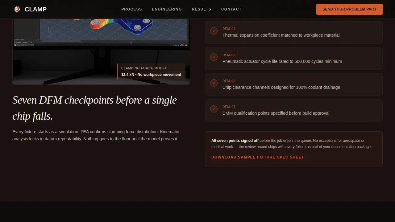 Clamp - Precision Fixture Engineering Landing Page Template