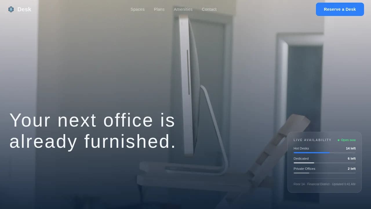 Workspace — Corporate CoWorking Hub Landing Page Template
