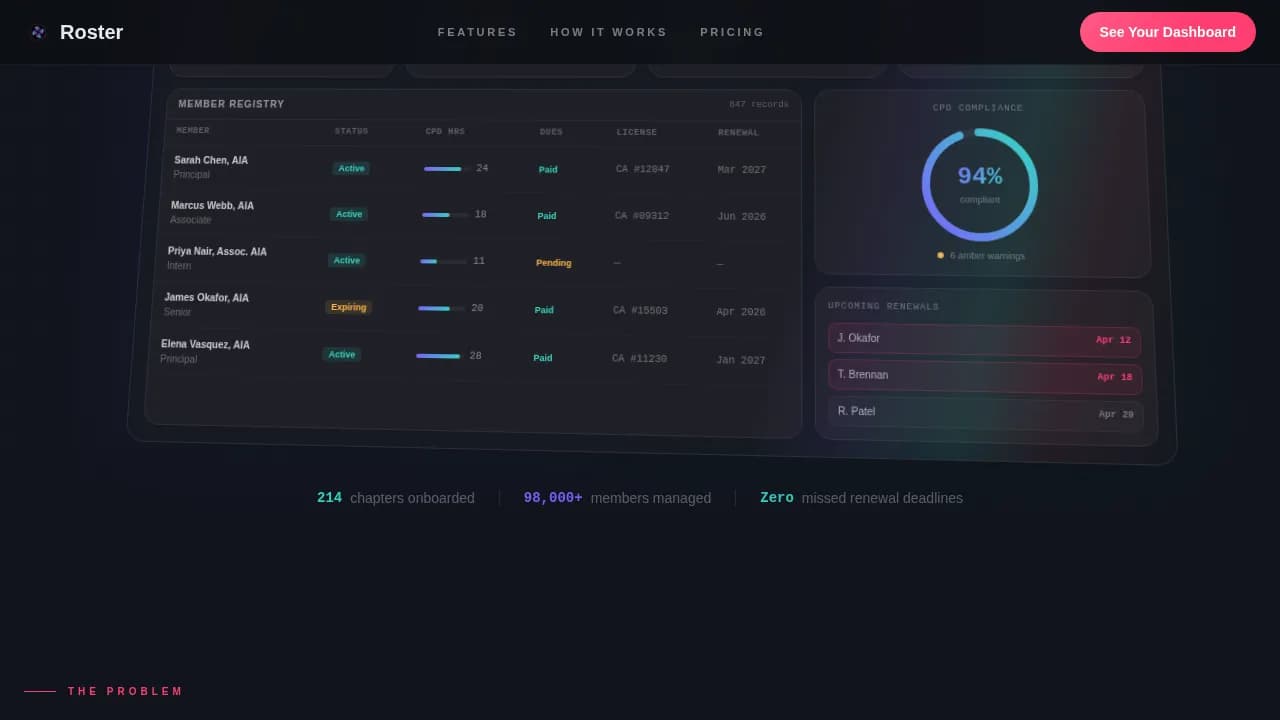 Roster - Intelligent Membership Management Landing Page Template
