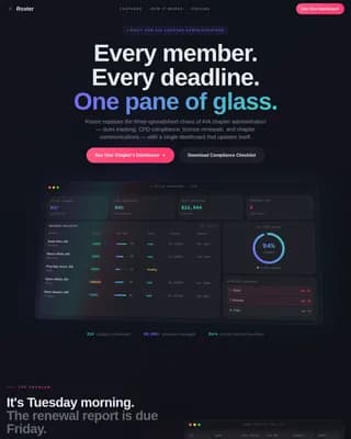 Roster - Intelligent Membership Management Landing Page Template