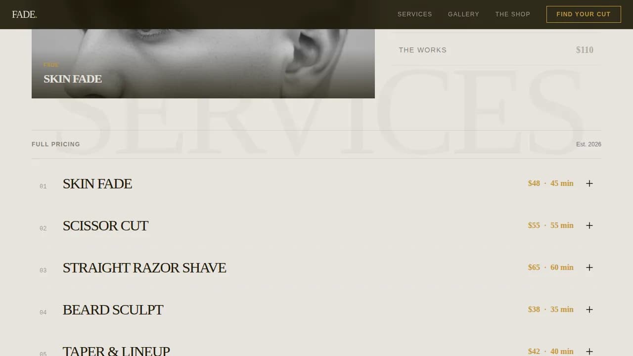 Trim — Expert Barbershop Booking Landing Page Template
