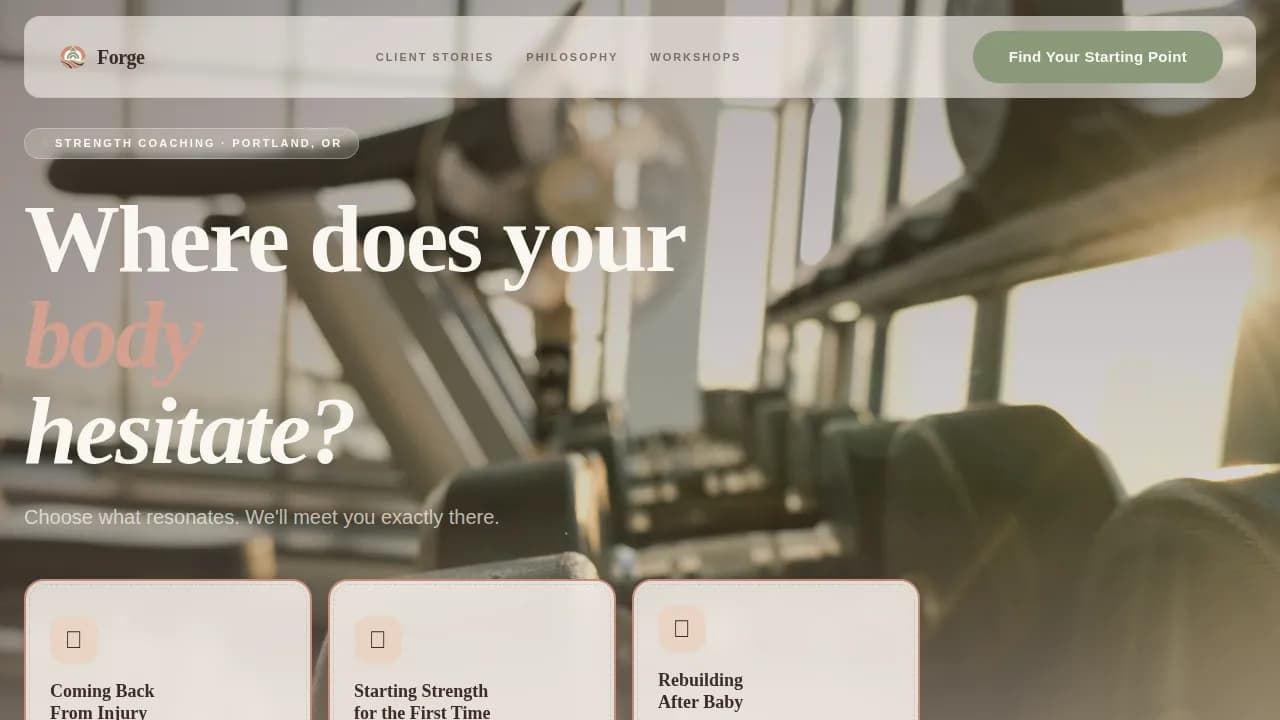 Post-Rehab Strength Coach Movement Recovery Website Template