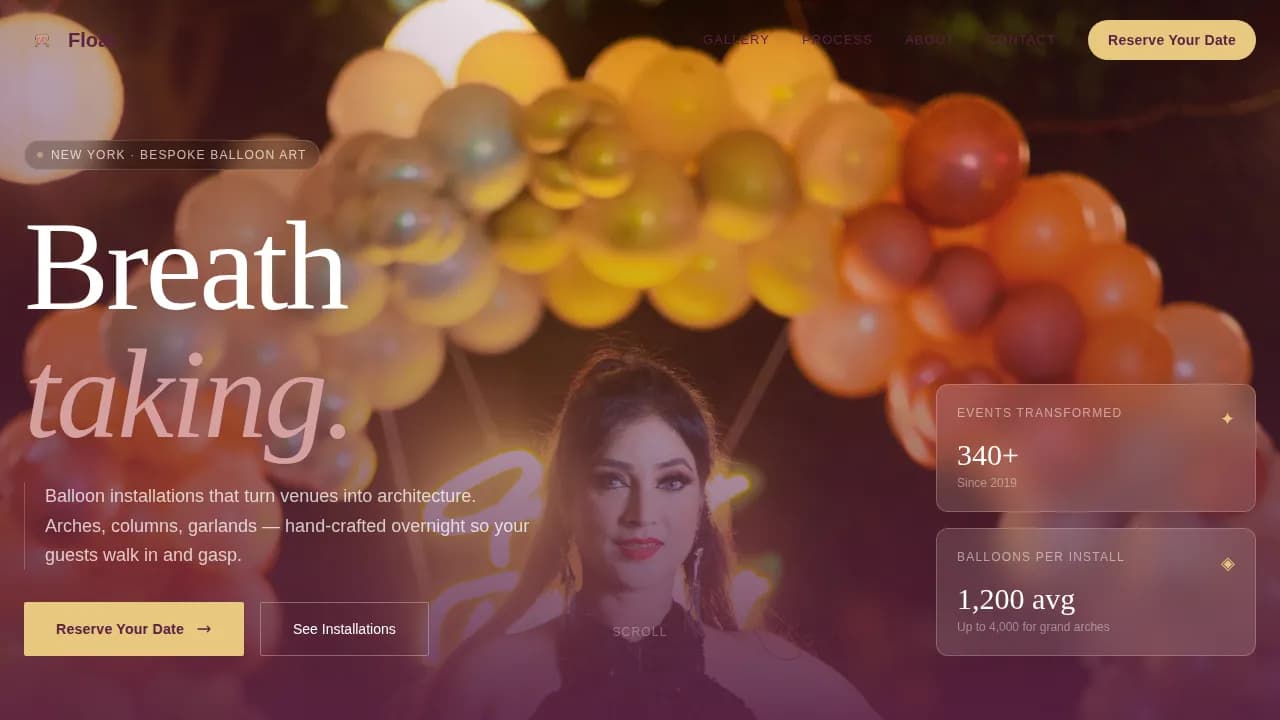 Balloon Decorator & Event Decor Artist Website Template