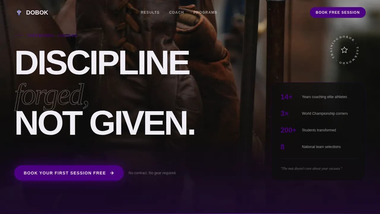 Strike — Raw Martial Arts Coaching Landing Page Template