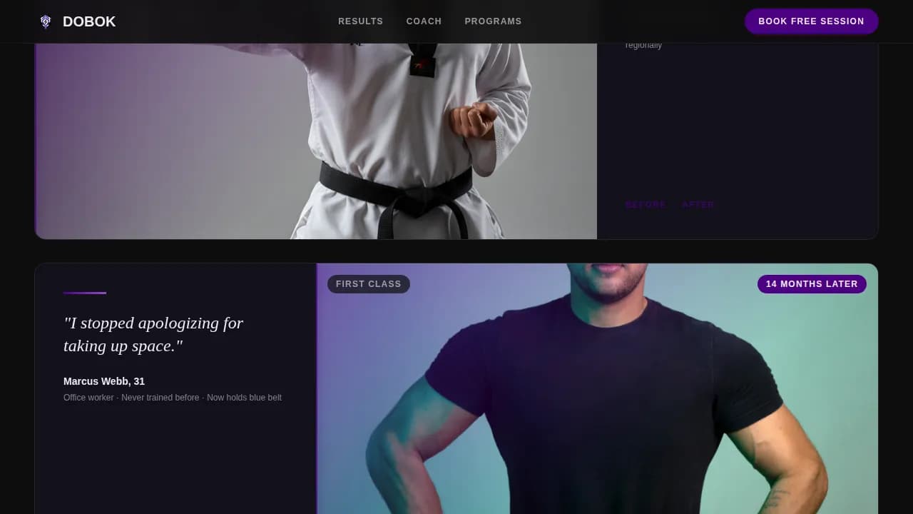 Strike — Raw Martial Arts Coaching Landing Page Template