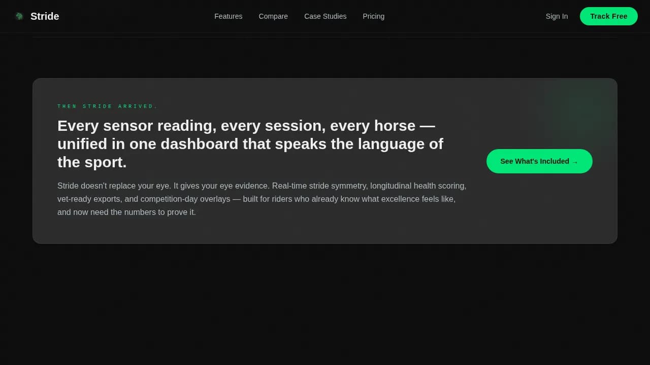 Stride — Equestrian Dashboard Landing Page Template