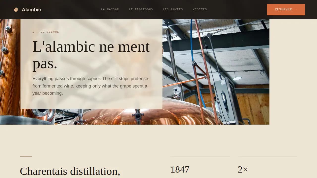 Distillery & Spirits Booking Website Template