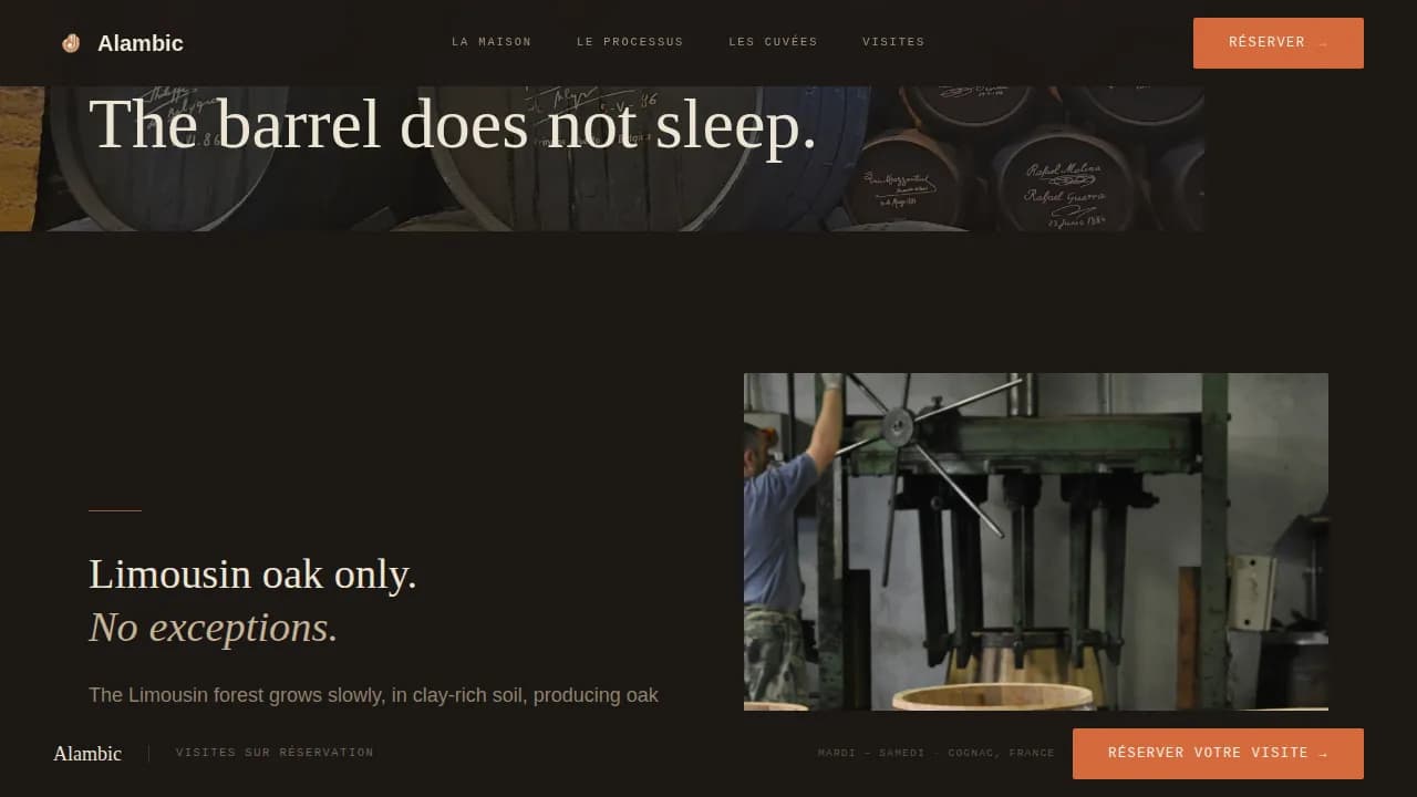 Distillery & Spirits Booking Website Template