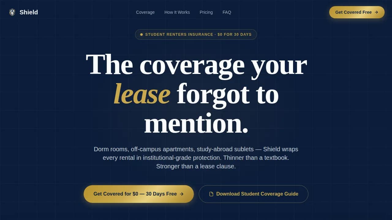 Safeguard — Premium Student Renters Landing Page Template