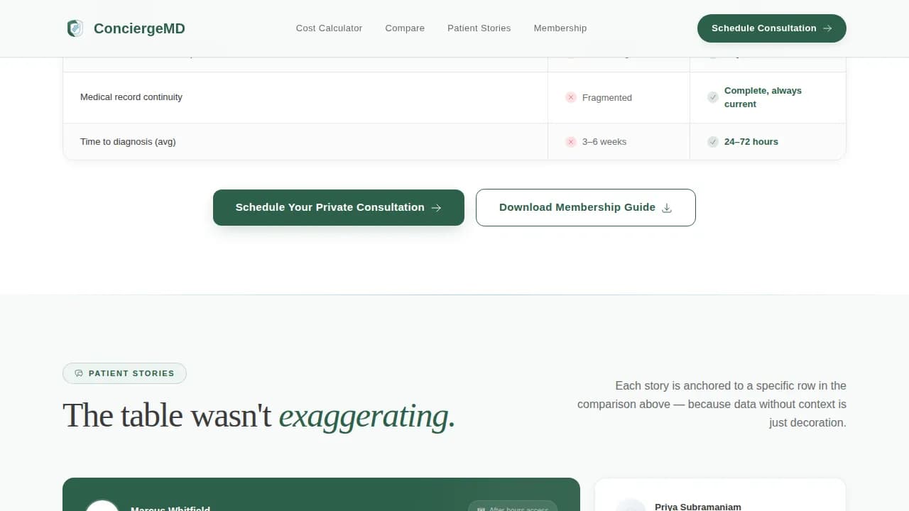 Elite Concierge Physician Membership Landing Page Template