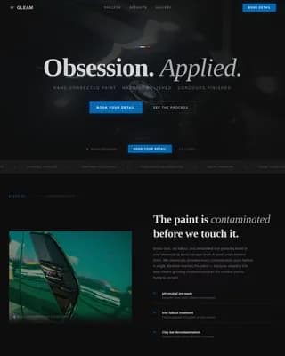 Gleam - Obsessive Paint Correction BMW Detailing Landing Page Template