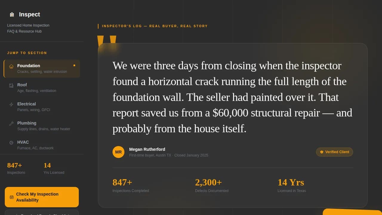 Home Inspector Booking Website Template