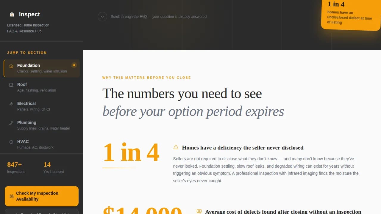 Home Inspector Booking Website Template