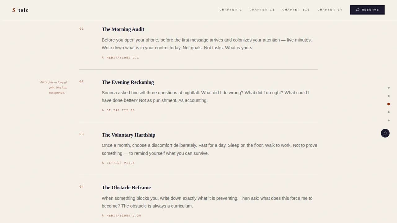 Stoicism Stoic Philosophy Blog Landing Page Template