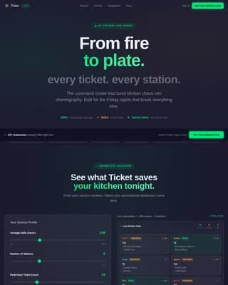 Live Ticket Command Dashboard Landing Page Template