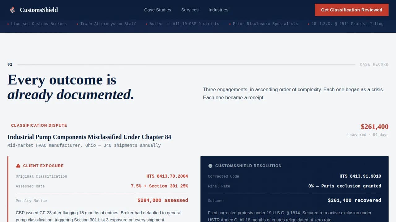 Tariff Customs Compliance Guide Landing Page Template