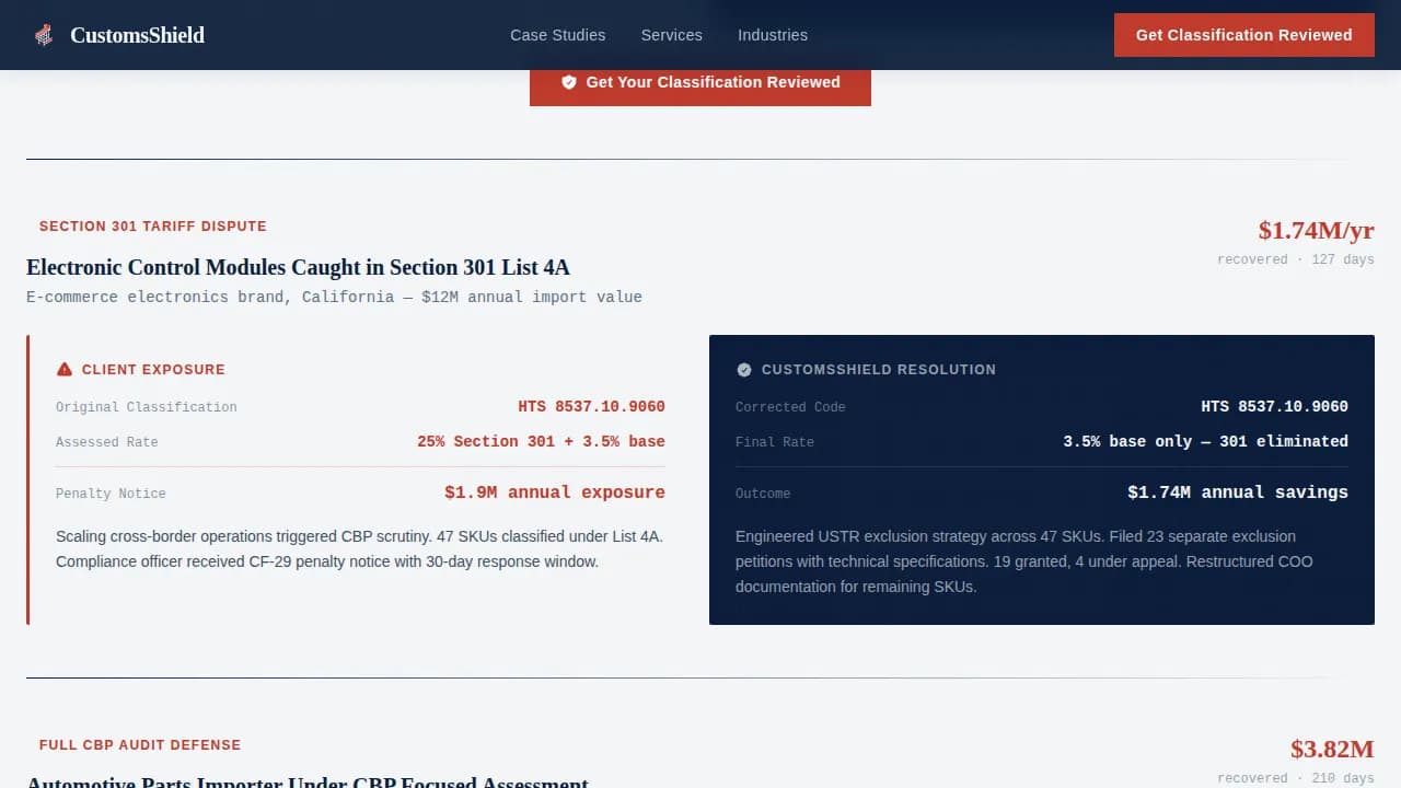 Tariff Customs Compliance Guide Landing Page Template