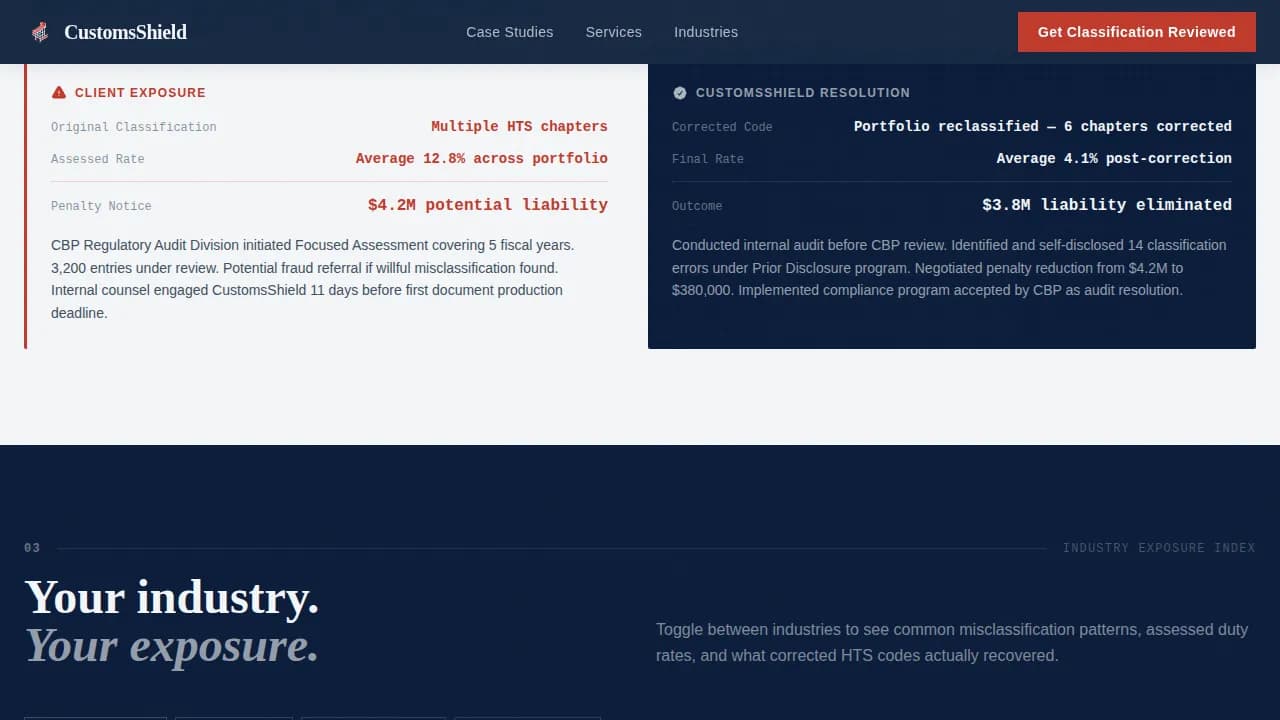 Tariff Customs Compliance Guide Landing Page Template