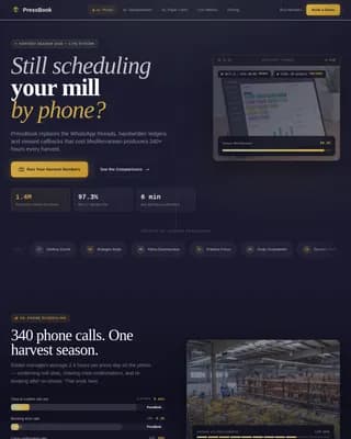 Press Olive Oil Booking System Landing Page Template