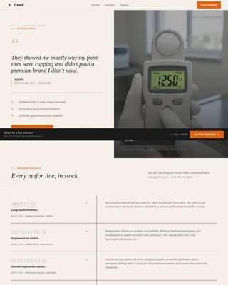 Tread Tire Shop Estimate Landing Page Template
