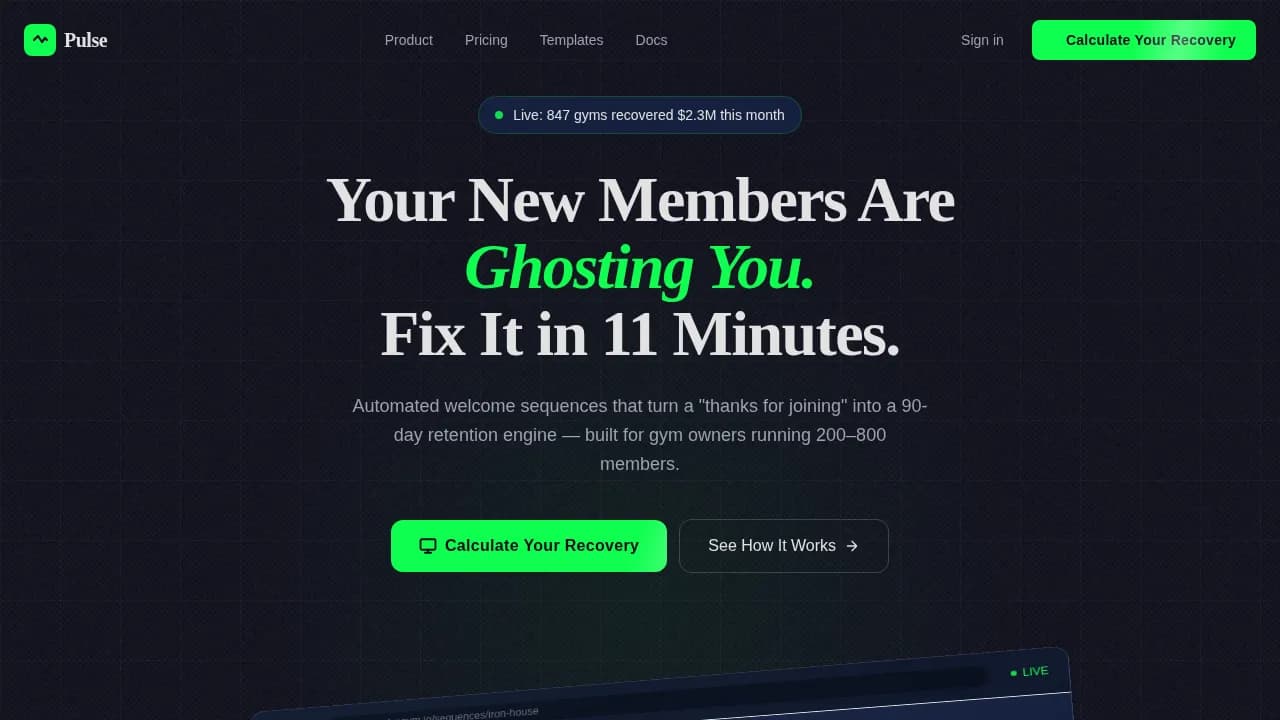 Pulse Fitness Email Automation Landing Page Template