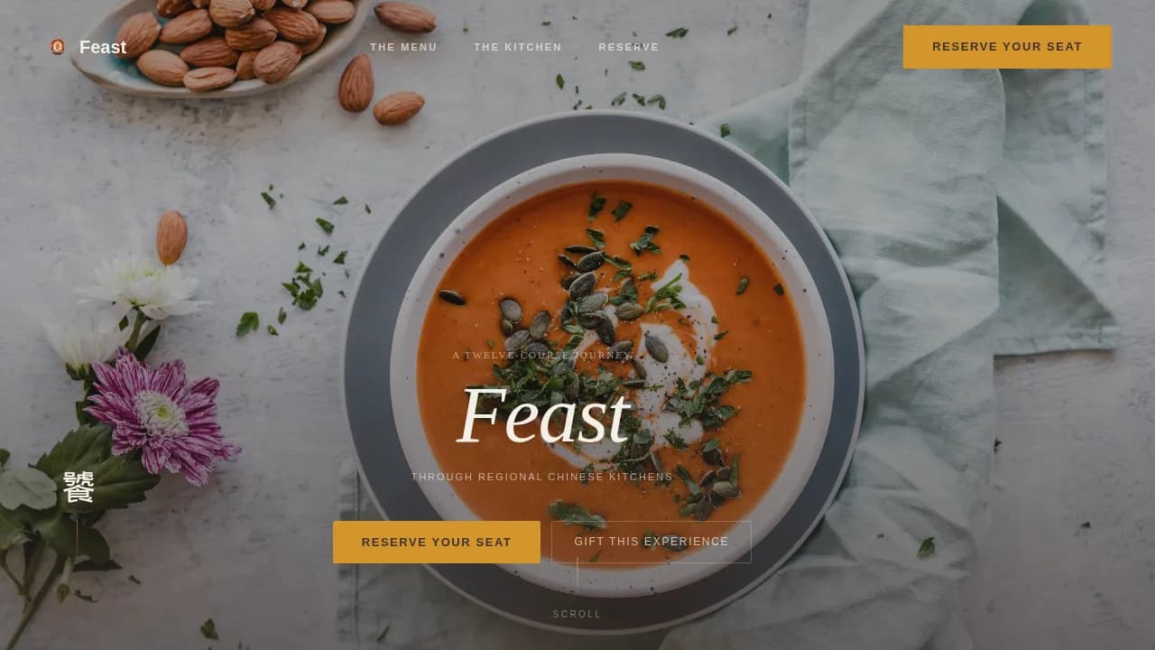 Feast Chinese Cuisine Tasting Landing Page Template