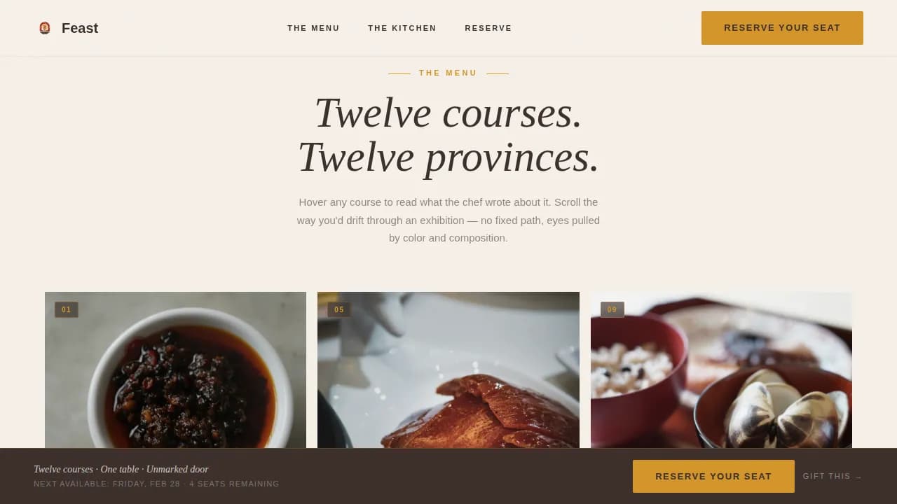 Feast Chinese Cuisine Tasting Landing Page Template