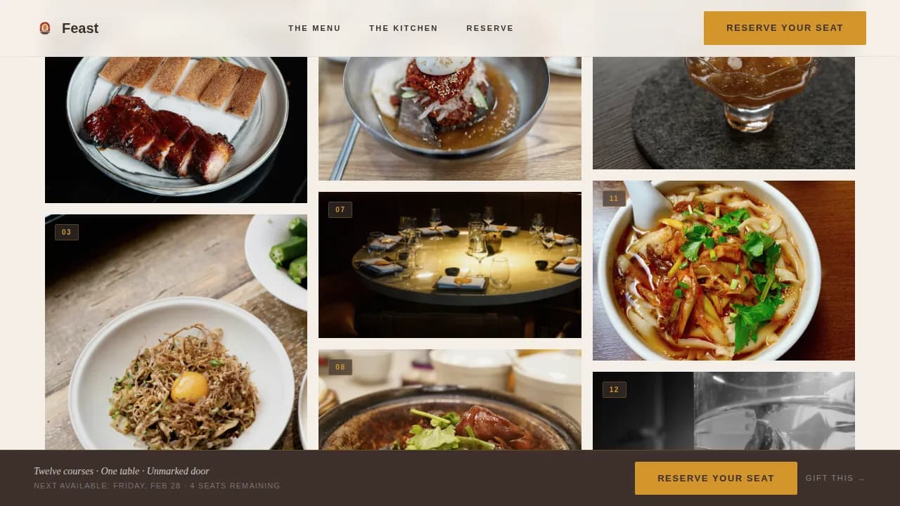 Feast Chinese Cuisine Tasting Landing Page Template