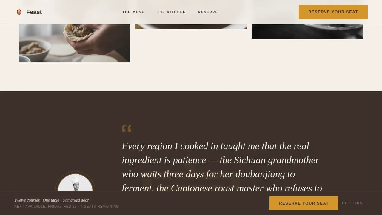 Feast Chinese Cuisine Tasting Landing Page Template