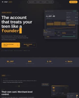 Ledger Teen Finance Dashboard Landing Page Template