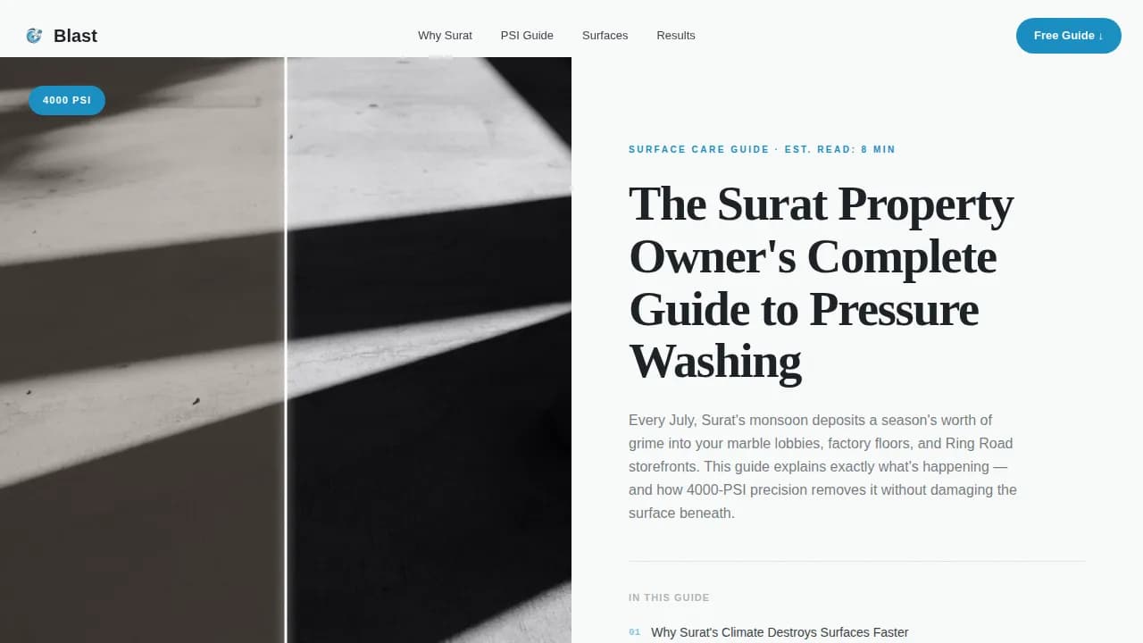 Blast Pressure Washing Guide Landing Page Template