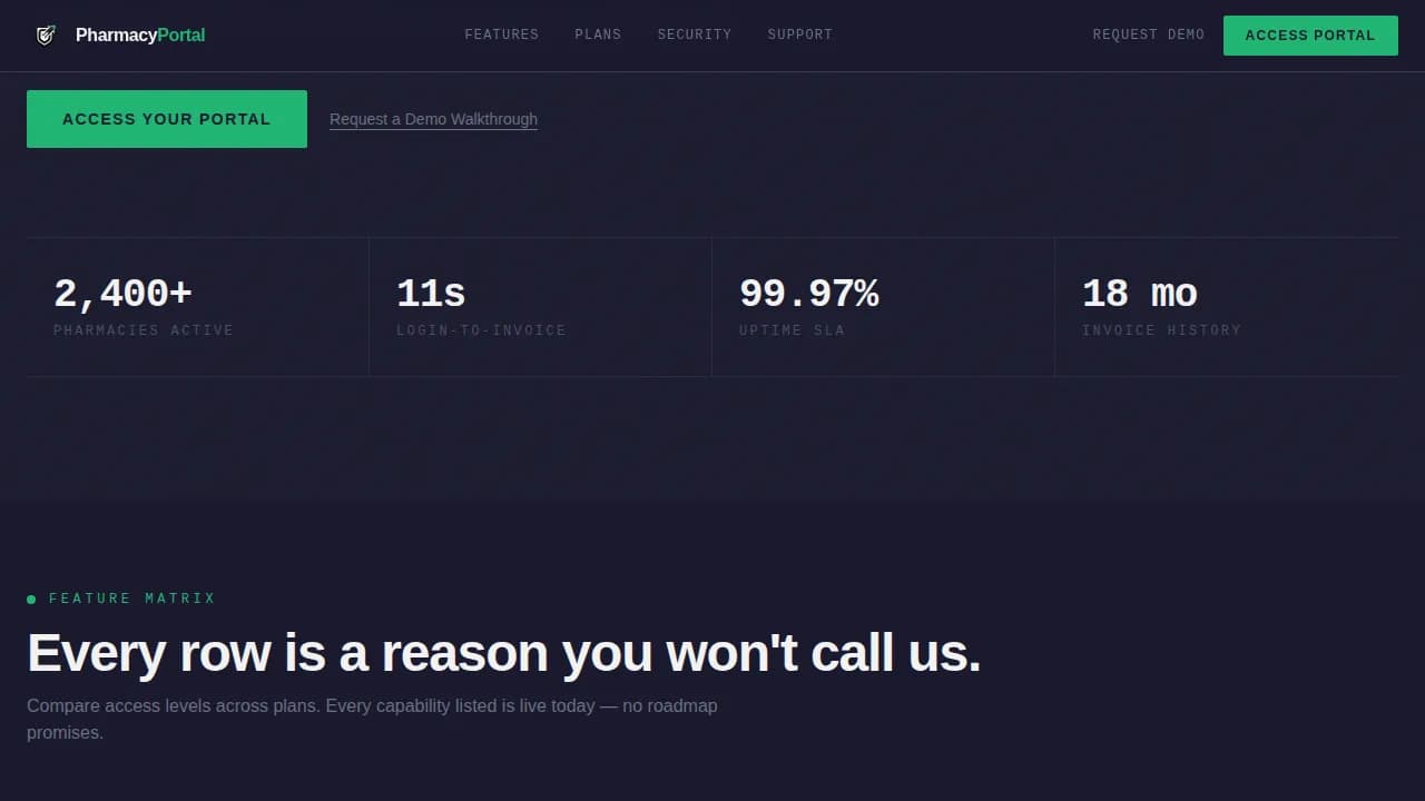 Access — Trusted Pharmacy Platform Landing Page Template