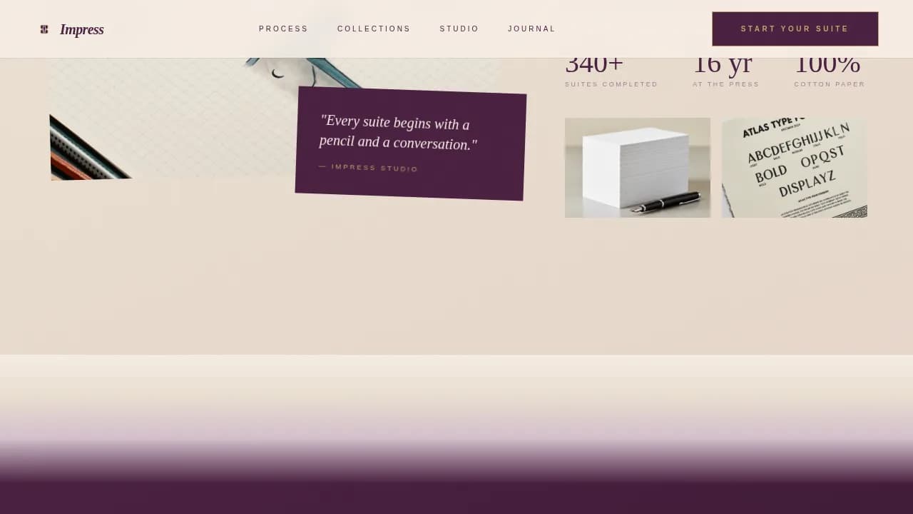 Impress Letterpress Invitation Design Landing Page Template