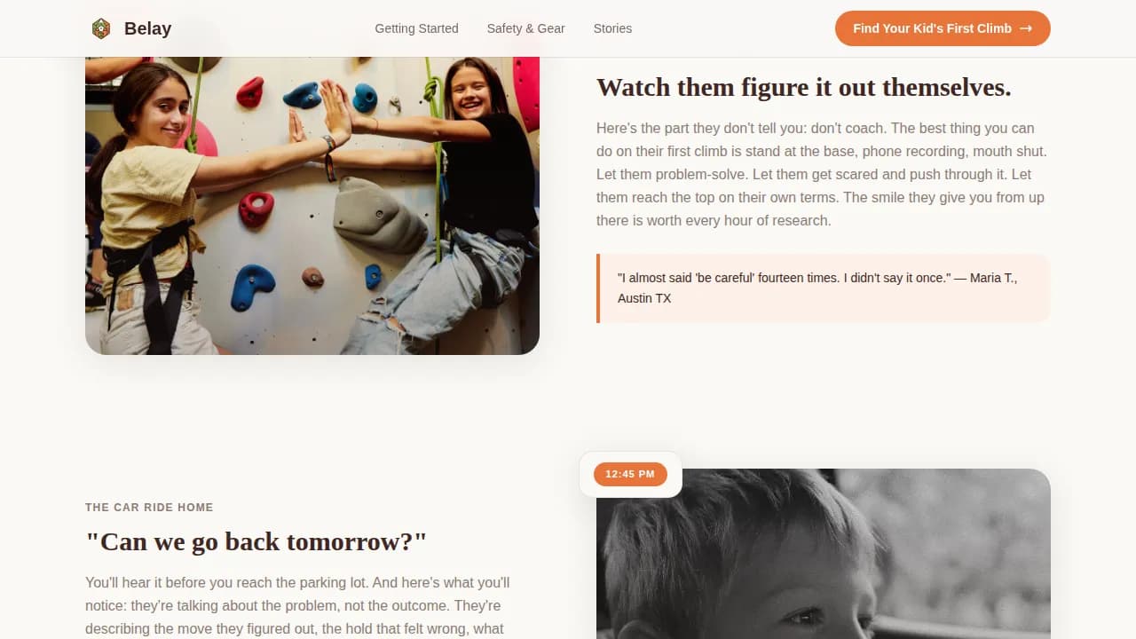 Kids Rock Climbing Professional Website Template