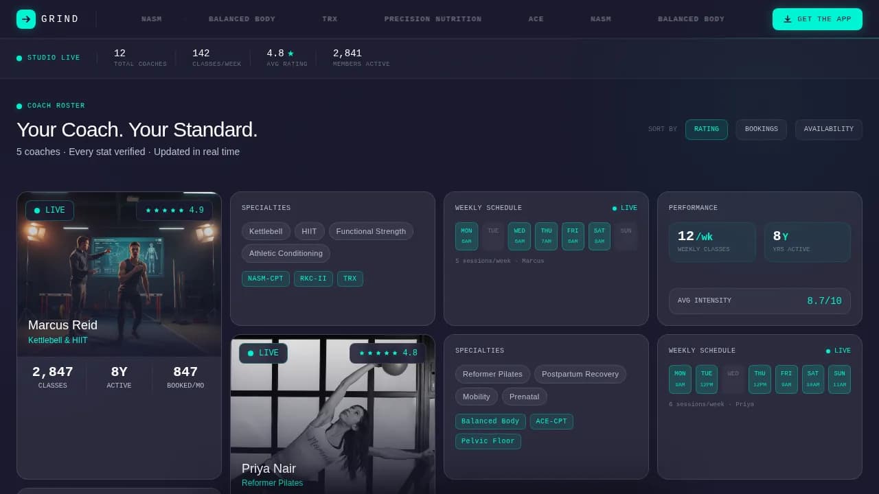 Fitness Studio Complete Booking Website Template