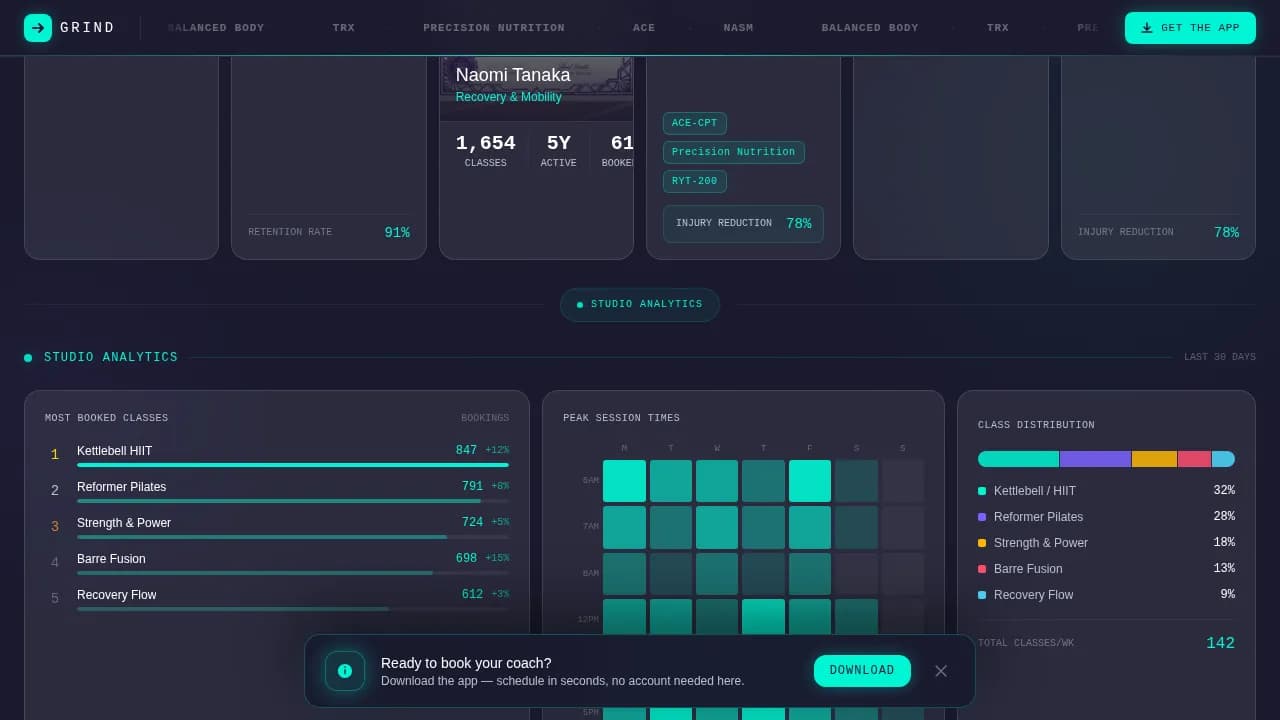 Fitness Studio Complete Booking Website Template