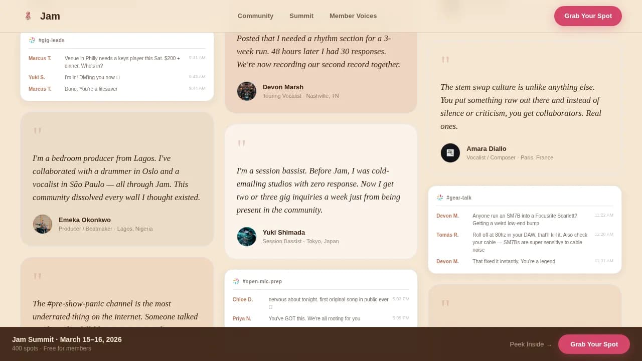 Harmony — Vibrant Musician Collective Landing Page Template