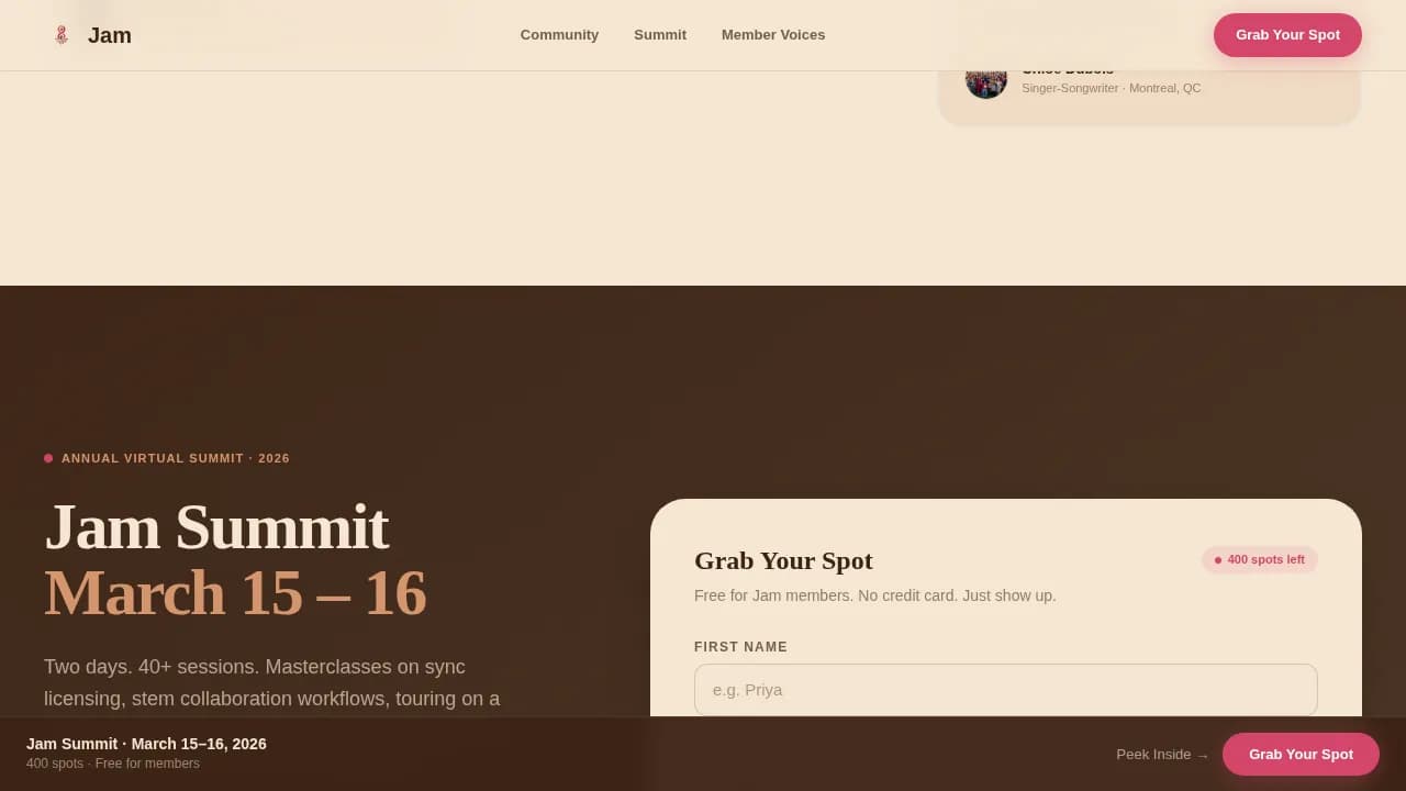 Harmony — Vibrant Musician Collective Landing Page Template
