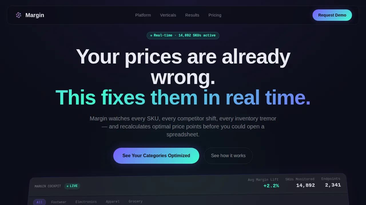 Surge — Intelligent Retail Pricing Landing Page Template