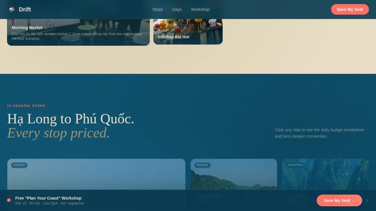 Escape — Immersive Vietnam Adventure Landing Page Template