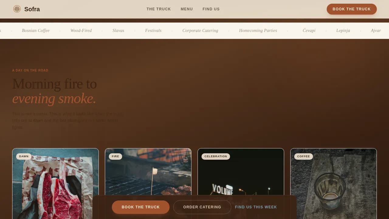 Sofra — Agrarian Balkan Cuisine Landing Page Template