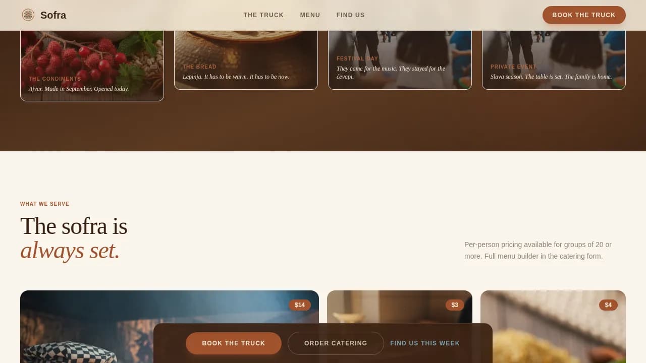 Sofra — Agrarian Balkan Cuisine Landing Page Template