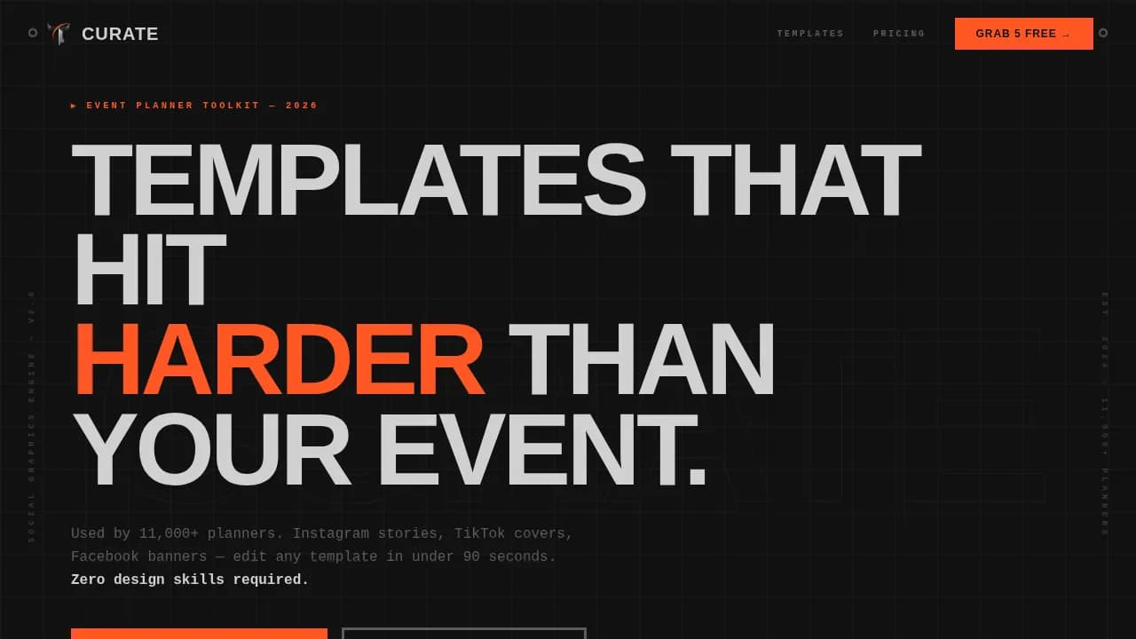 Curate — Bold Event Design Agency Landing Page Template