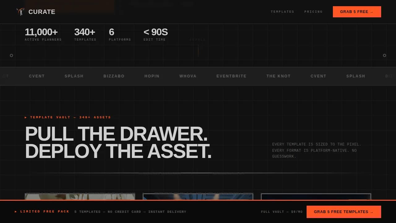Curate — Bold Event Design Agency Landing Page Template