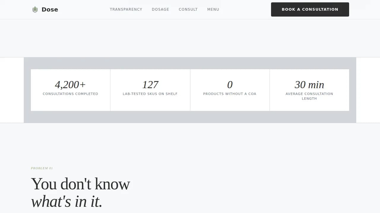 Dose — Expert Cannabis Wellness Landing Page Template