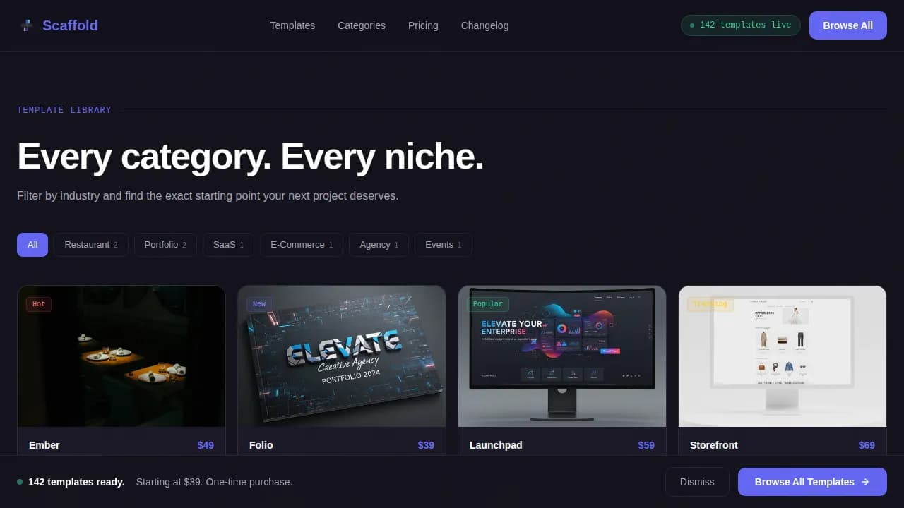 Scaffold — Premium Template Marketplace Landing Page Template