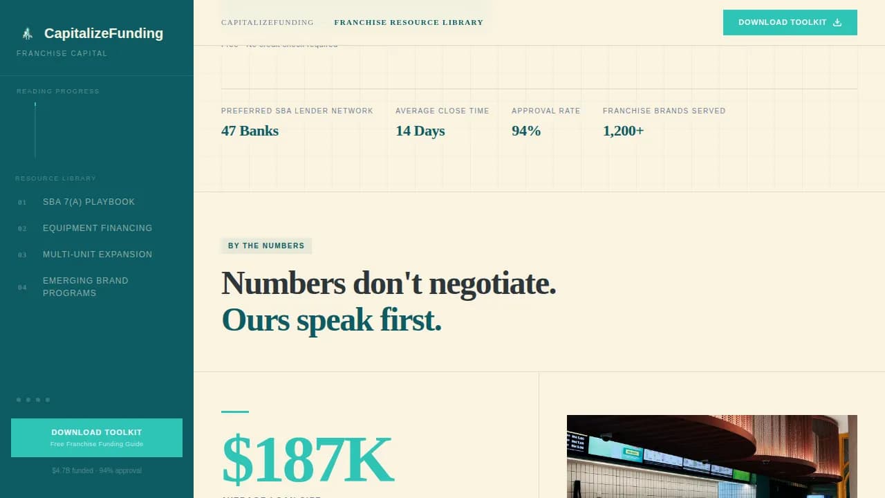 Capitalize — Smart Franchise Finance Landing Page Template