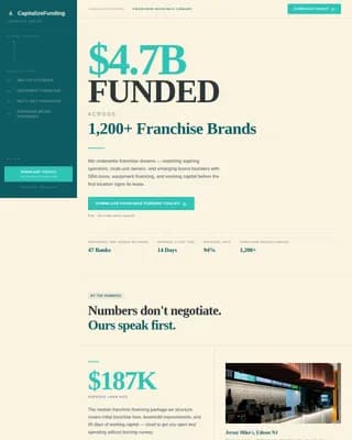 Capitalize — Smart Franchise Finance Landing Page Template