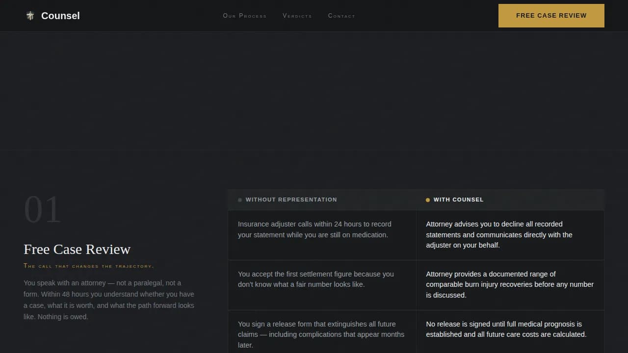 Counsel — Expert Injury Law Firm Landing Page Template