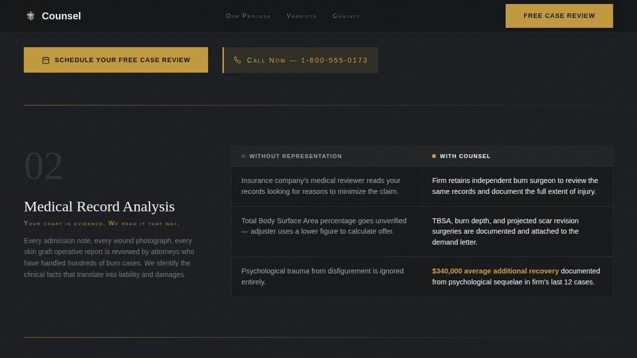 Counsel — Expert Injury Law Firm Landing Page Template